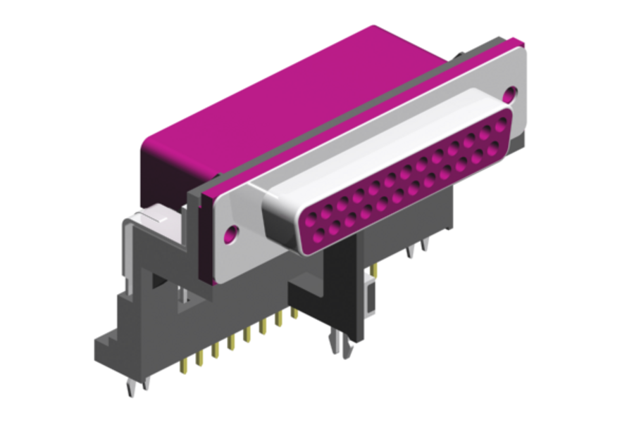 90° raised standard D-Sub 25-pin