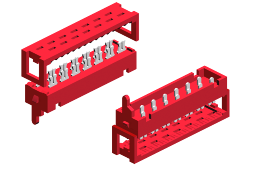 IDC shrouded male connectors