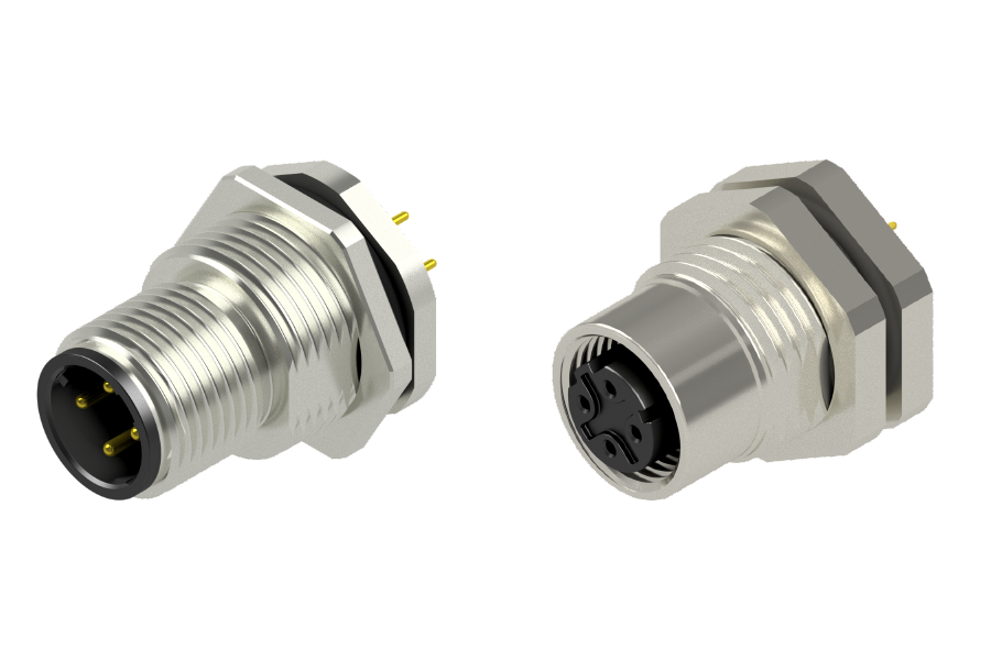 M12 Circular Connector D-Coding Through-hole soldering (THT)