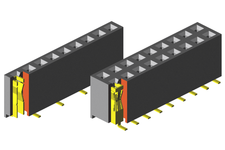 Surface-mount soldering (SMT) - vertical female headers