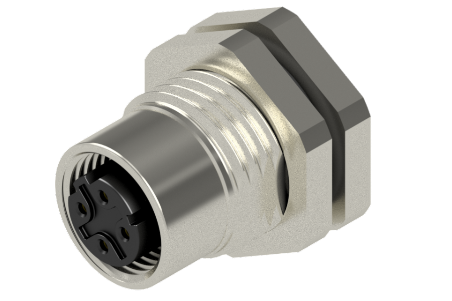 M12 Circular Connector D-Coding in "solder cup" version ( for hand soldering )